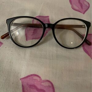 Black Round Glasses with Brown Temples